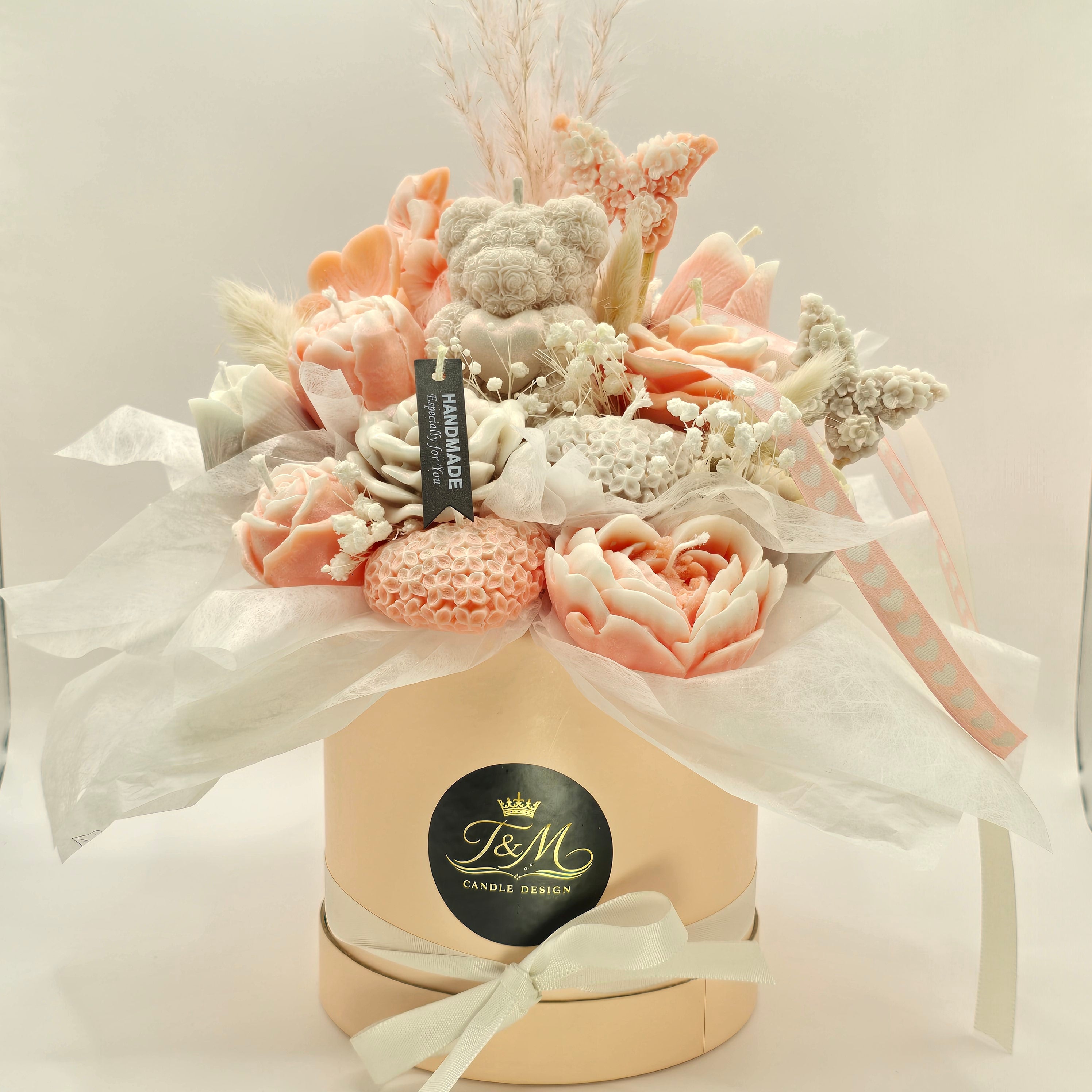 Peach Rosenbär Blütenbox