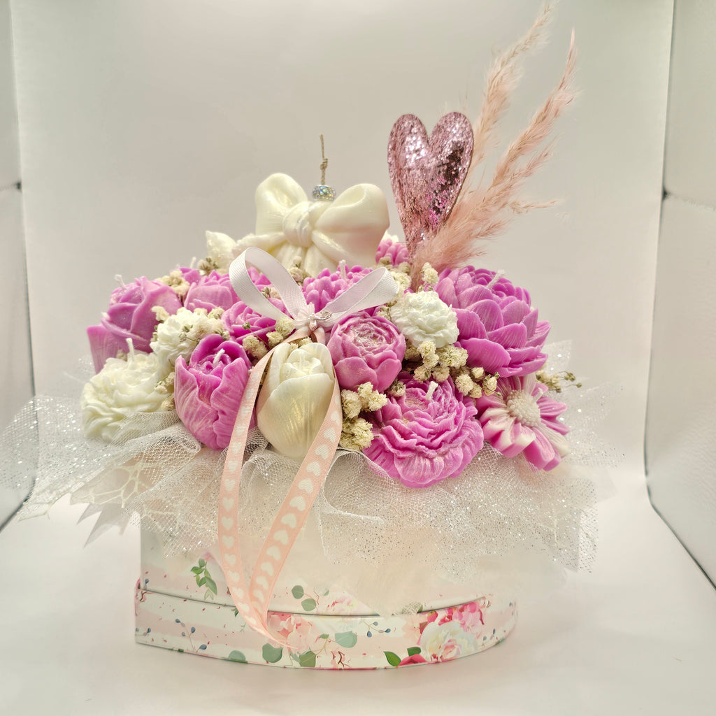 Rosa Blütenherz Geschenkbox