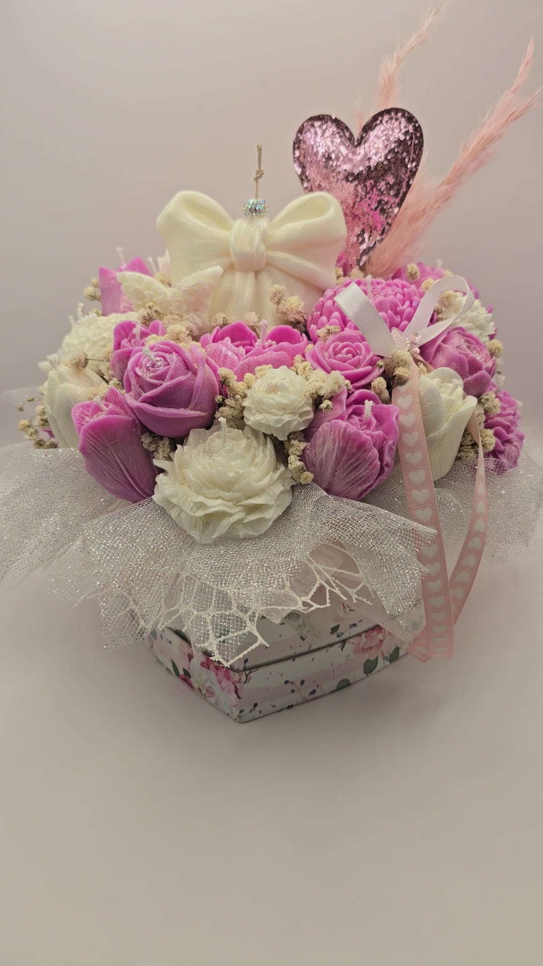Rosa Blütenherz Geschenkbox